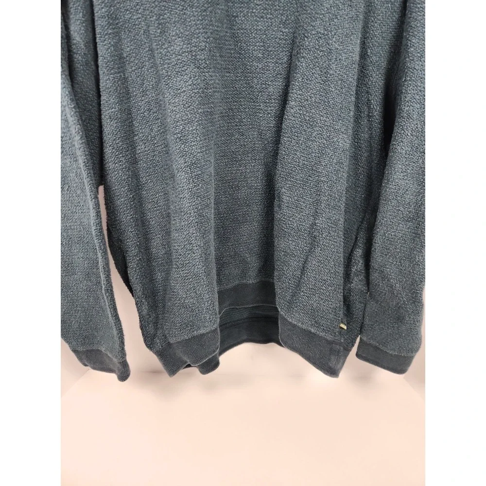Tommy Bahama Mens Blue Sweater Medium M 100% Cotton Textured Knit V-Neck